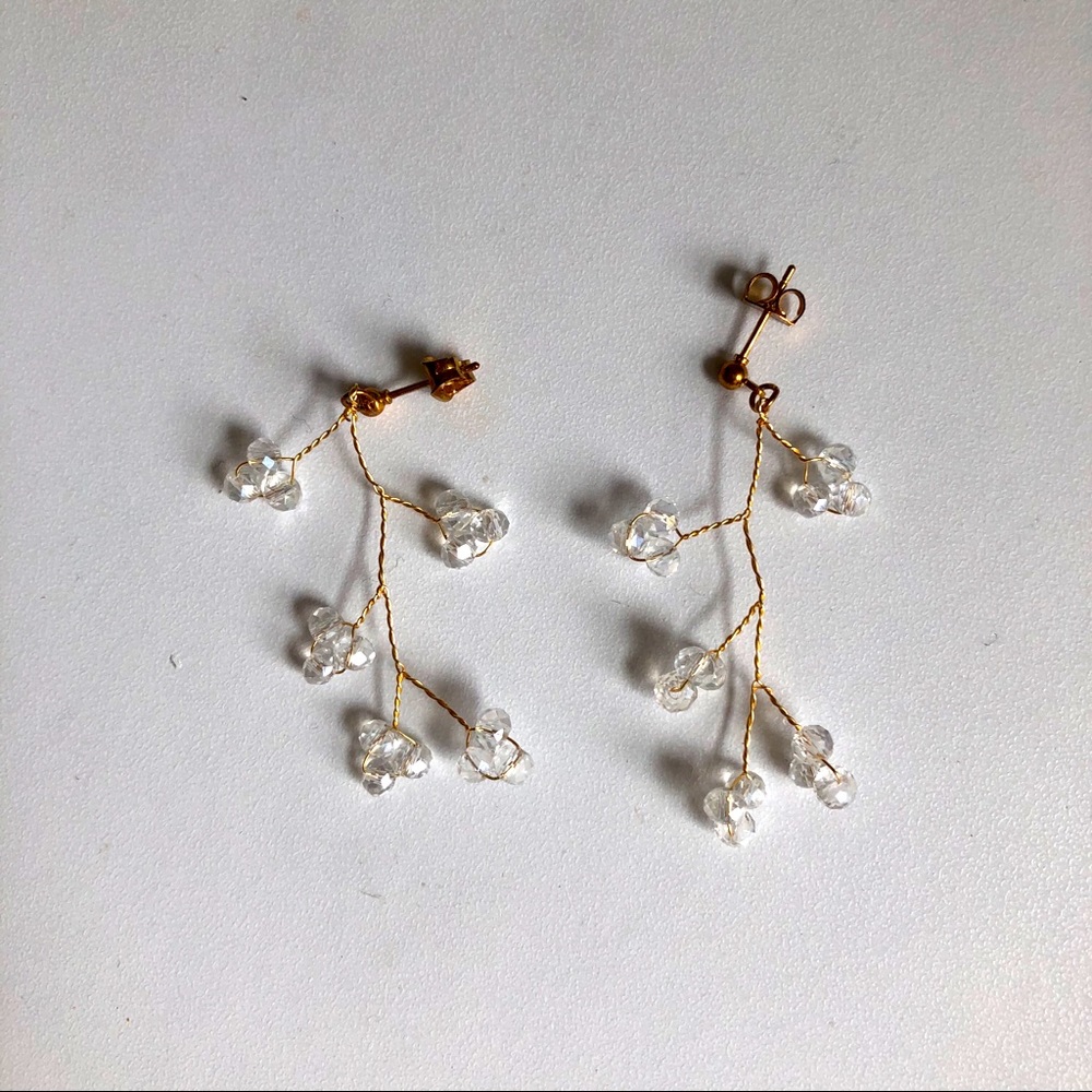 Gold and Clear Beaded Earrings